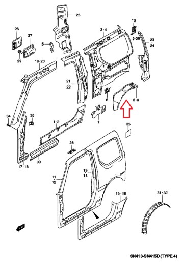 Nadkole błotnik wewnętrzne tył prawy Suzuki Jimny - 3