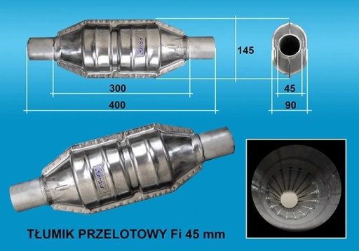 Наскрізний Глушник в корпусі каталізатора Fi 45 мм - 2