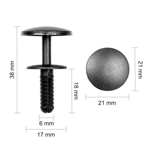 шпилька розширювальний штифт хедлайнера універсальний 6 мм - 3