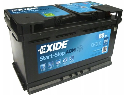 Akumulator EXIDE AGM 80Ah/800A START STOP EK800 - 1