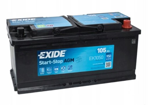 Акумулятор Exide AGM 105ah/950A START STOP EK1050 - 1
