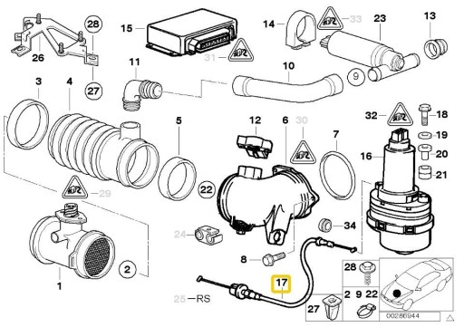 BMW E39 M62 535i 540i трос дросельної заслінки ASC OE - 2