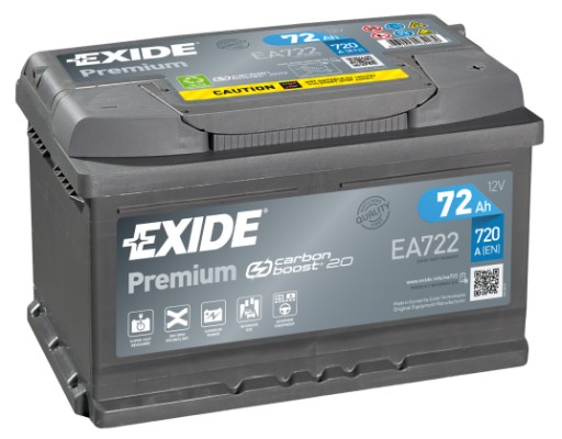 АКУМУЛЯТОР EXIDE PREMIUM EA722 P+ 72AH 720A 12V - 1