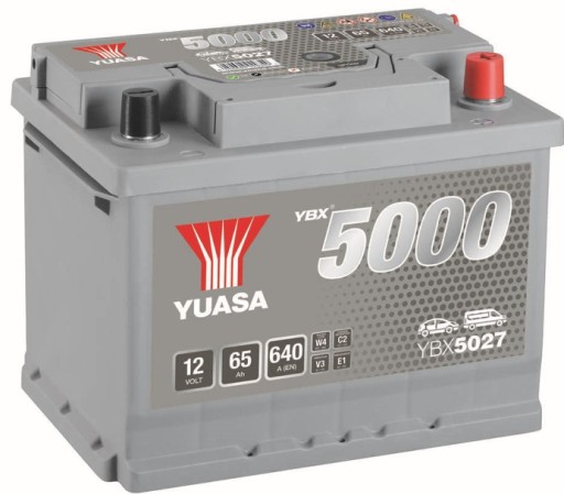 Акумулятор YUASA YBX5027 65AH 640a P + Amper - 1