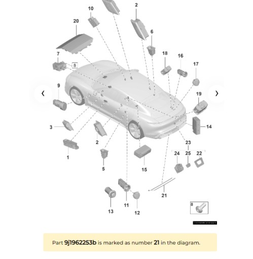 PORSCHE TAYCAN CZUJNIK OTW KLAPY TYŁ 9J1962253B - 5