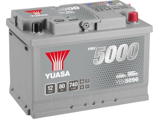 Акумулятор Yuasa YBX5096 80ah 740a P + Amper - 1