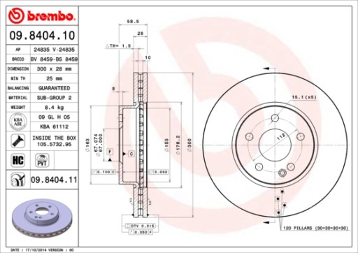 Передні диски і колодки BREMBO MERCEDES VITO W639 - 4