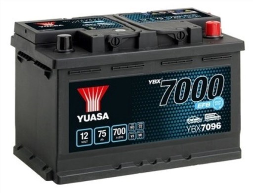 Акумулятор YUASA EFB 75Ah 700A YBX7096 DOJ + WYM LDZ - 1