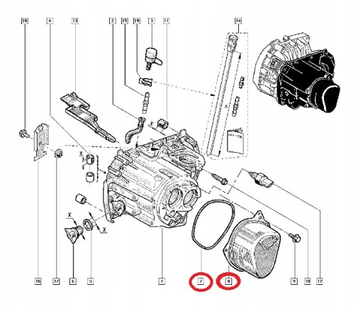 DEKIEL+ORING SKRZYNI BIEGÓW RENAULT 8200297214 - 5