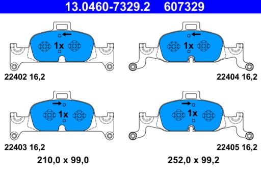 ATE ГАЛЬМІВНІ КОЛОДКИ. AUDI A4 15-Передній 13.0460-732 - 3