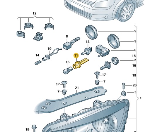 СВІТИЛЬНИК ЛАМПИ ПОКАЖЧИКА ПОВОРОТУ CADDY GOLF TOURAN - 2