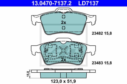 ДИСКИ КОЛОДКИ ЗАДНІ ATE RENAULT LAGUNA II 2.0 TURBO - 2