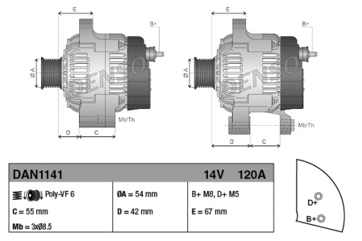 Генератор FIAT 120A, Grande PUNTO (05 -) PUNTO Ev - 6