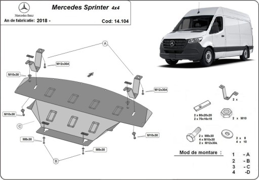 Сталевий захист двигуна Mercedes Sprinter W907 4x4 - 6
