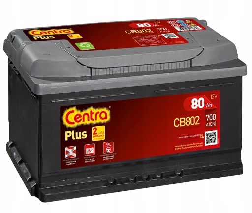 Akumulator Centra Plus 80Ah 700A CB802 - 1