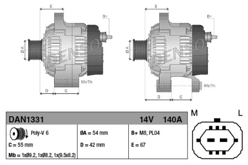 ГЕНЕРАТОР OPEL ASTRA J 1.6 CDTI 14-DENSO - 4