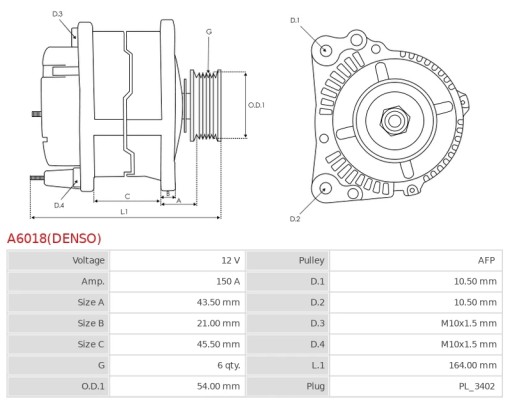 Alternator Denso A6018 FORD MAZDA VOLVO 1.6 TDCi - 5