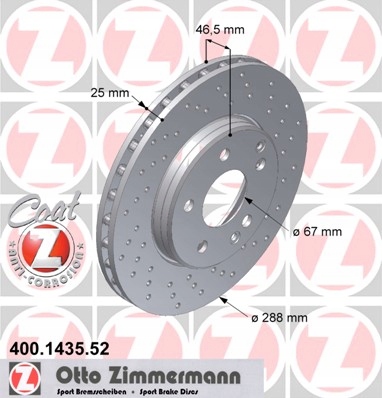 Tarcze ZIMMERMANN Przód - MERCEDES C W202 288mm - 2