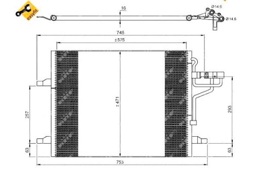 КОНДЕНСАТОР КОНДИЦІОНЕРА FORD KUGA 02 08- 2,0 2,5 D N - 2