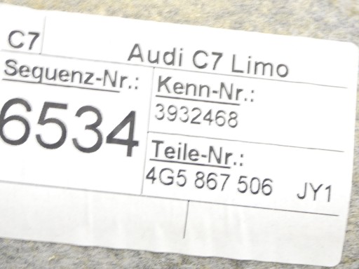 KPL чорна стеля AUDI A6 C7 4G5 SEDAN S-LINE 4g5867506 - 12