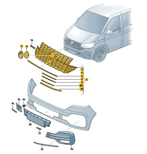 ATRAPA CHŁODNICY GRILL VW Transporter T6.1 ASO - 1