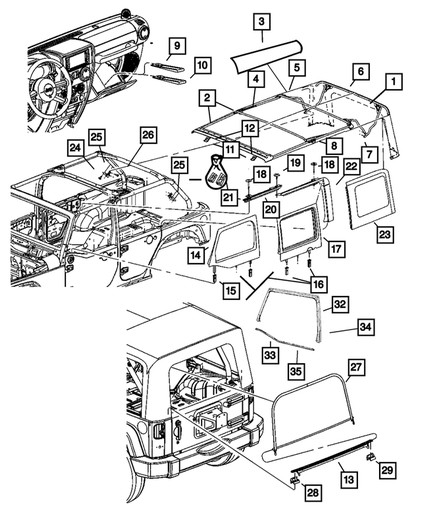 БАЛКА М'ЯКИЙ ДАХ КРІПЛЕННЯ JEEP WRANGLER JK - 2