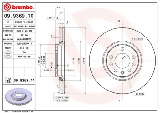 BREMBO TARCZE HAMULCOWE PRZÓD 09.9369.11 - 4