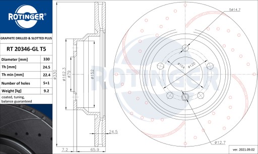 TARCZE ROTINGER BMW 3 E90 E91 E92 PRZÓD 330mm - 2