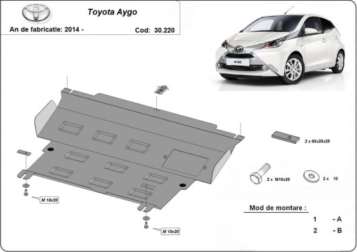 Stalowa osłona pod silnik Toyota Aygo AB40 14-2022 - 2