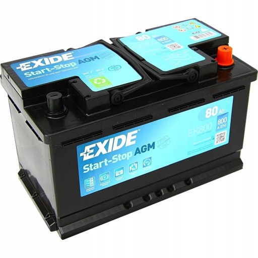 EXIDE START STOP AGM EK800 80Ah 800A P+ - 1
