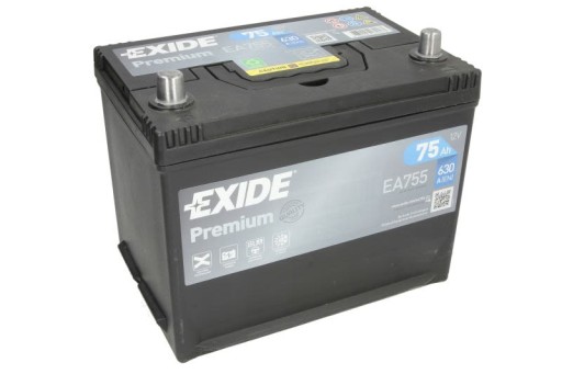 Акумулятор EXIDE 12V 75AH / 630a PREMIUM L+ - 2