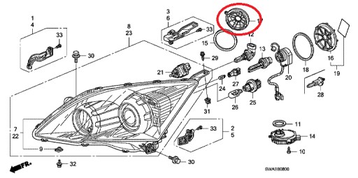 КРЫШКА ФАРЫ OE HONDA CR-V III 33121SWAJ01 - 3