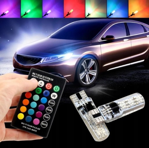 2 лампи W5W LED T10 RGB + пульт дистанційного керування для BMW MERCEDES - 3