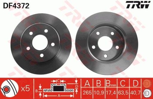 Диски і колодки задні TRW FORD FOCUS MK2 1.6 - 3