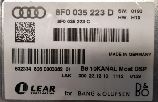 AUDI BANG & OLUFSEN DSP LEAR-підсилювач звуку - 6