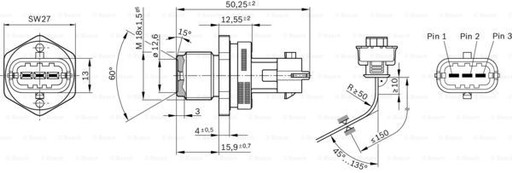 Bosch 0 281 002 937 Czujnik, ciśnienie paliwa - 3