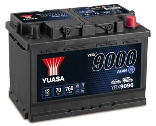 Акумулятор Yuasa AGM 70AH 760A YBX9096 DOJ + WYM LDZ - 1