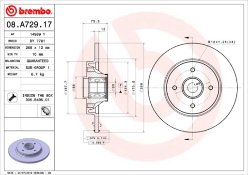 BREMBO ДИСКИ КОЛОДКИ P T CITROEN DS4 DS5 304MM - 6