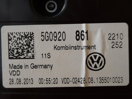 VW Golf VII лічильник годинник 5G0920861 12R. - - 2