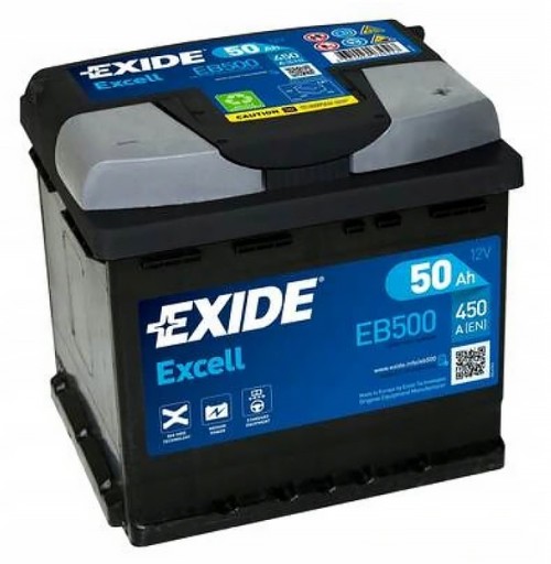 Батарея 50Ah 450A P + Exide EB500 - 1