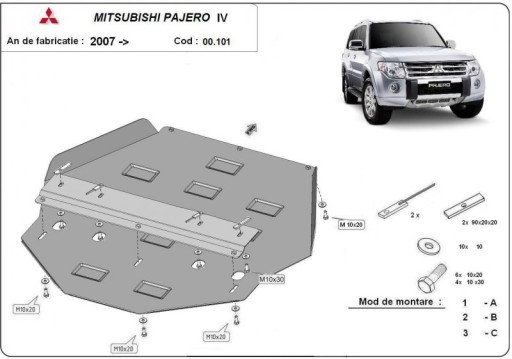 Stalowa osłona skrzyni biegów Mitsubishi Pajero 4 - 2