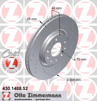 Tarcze ZIMMERMANN SPORT Przód - SAAB 9-5 I 308mm - 2