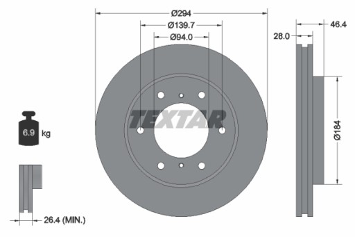 Tarcze klocki TEXTAR Przód MITSUBISHI L-200 IV, V - 2