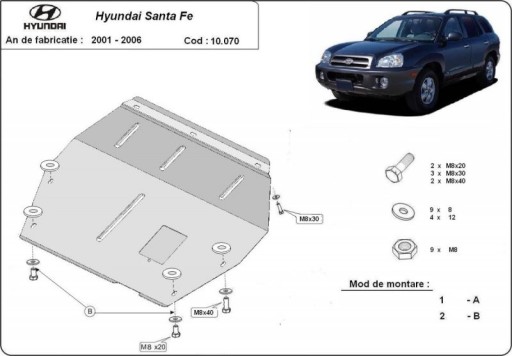 Osłona podwozia silnika Hyundai Santa Fe I 2006 - 2