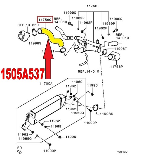 MITSUBISHI OUTLANDER II 2 2.2 did турбо шланг труби - 4