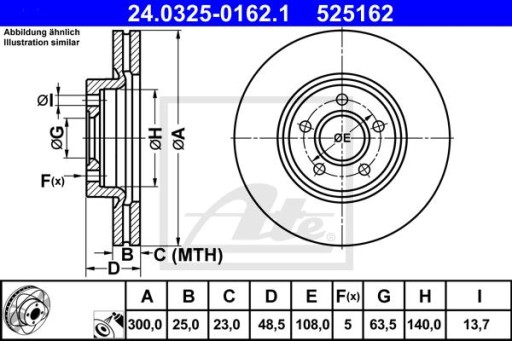 Ate Power Disc передній гальмівний диск 24032501621 - 2