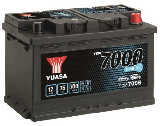 Акумулятор YUASA EFB YBX7096 75Ah 700A START-STOP P + AMPER - 1