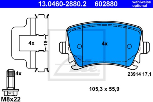 ATE ДИСКИ + КОЛОДКИ ПЕРЕДНИЕ + ЗАДНИЕ VW TOURAN CADDY - 15