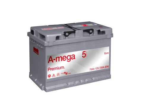 Akumulator AMEGA Premium 75Ah 720A Odlewane płyty - 1