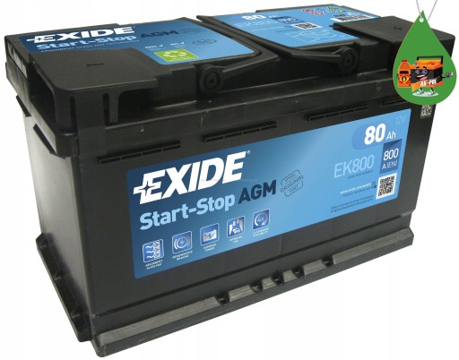 EXIDE START STOP AGM EK800 80AH 800A P+ - 1